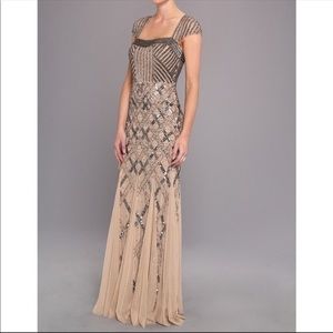 Adrianna Papell Cap Sleeve Beaded Gown